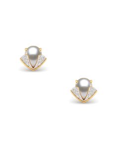 Pearl and Diamond Triangle Studs