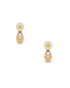 Yellow Diamond and Halo Stud Earrings