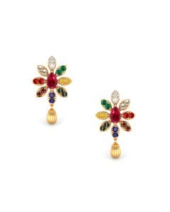 Multicolor Gemstone Floral Drop Earrings