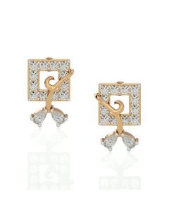 Square Swirl Diamond Earrings