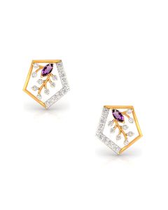 Amethyst Branch Square Earrings