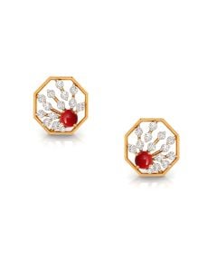 Diamond Geometric Floral Studs