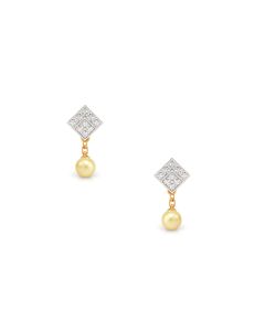 Pearl Diamond Square Earrings