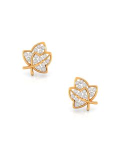 Diamond Leaf Stud Earrings