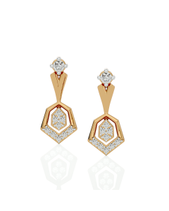 Hexagon Diamond Drop Studs