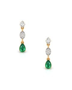 Emerald Teardrop Diamond Earrings