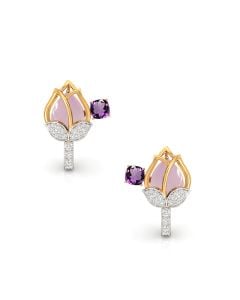 Amethyst and Pink Opal Earrings