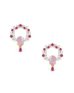 Ruby and Pink Sapphire Hoops