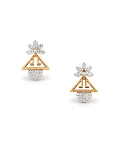 Geometric Diamond Floral Stud Earrings