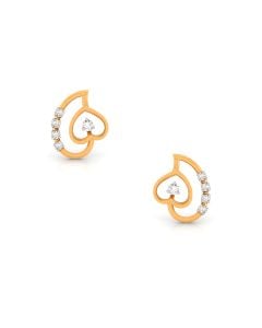 Heart-Shaped Diamond Cluster Stud Earrings