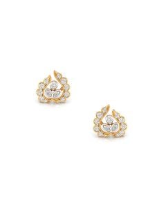 Diamond-Studded Floral Teardrop Stud Earrings