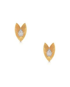 Textured Leaf Diamond Drop Earrings