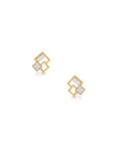 Geometric Diamond Cluster Stud Earrings