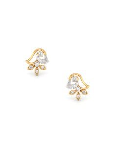 Floral-Inspired Diamond Leaf Stud Earrings