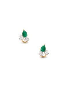 Emerald and Diamond Petal Stud Earrings