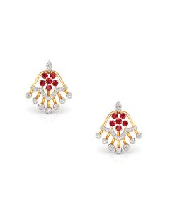 Ruby Blossom Fan-Shaped Diamond Studs