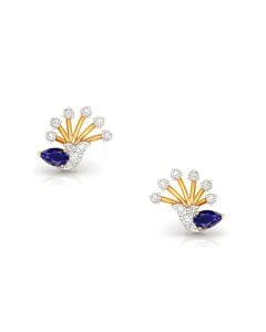 Blue Sapphire Diamond Halo Stud Earrings