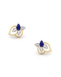 Sapphire and Diamond Petal Studs