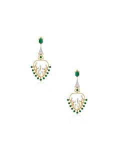 Geometric Diamond Emerald Drop Earrings