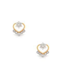 Diamond-Accented Heart Stud Earrings