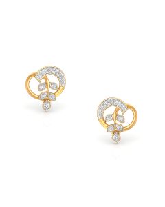 Diamond and Gold Loop Stud Earrings