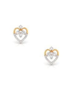 Diamond Petal Heart Stud Earrings