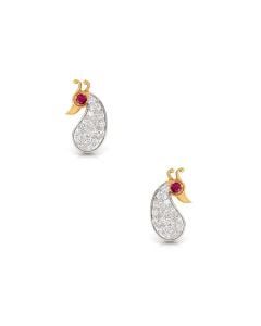 Ruby Eye and Diamond Halo Stud Earrings