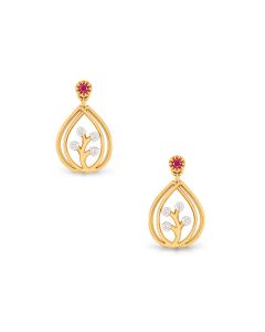 Teardrop Ruby Diamond Vine Earrings