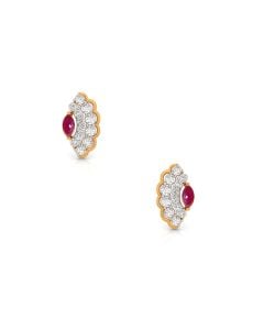 Ruby and Diamond Scallop Studs