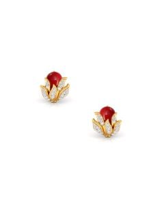 Floral-Embellished Diamond Ruby Earrings