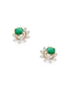 Emerald and Diamond Petal Earrings