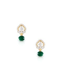 Dual-Tone Teardrop Emerald Earrings