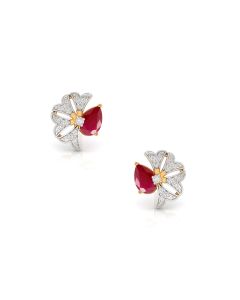 Ruby and Diamond Fan-Style Earrings