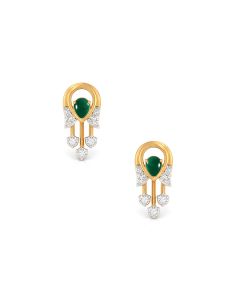 Emerald Inverted Teardrop Diamond Earrings