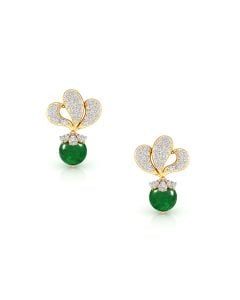 Emerald Droplet Diamond Crown Earrings