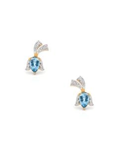 Blue Topaz and Diamond Floral Studs