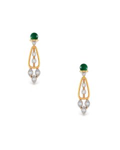 Emerald and Diamond Linear Drop Earrings