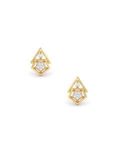 Geometric Diamond Drop Stud Earrings