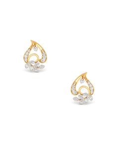 Diamond Teardrop Scroll Stud Earrings