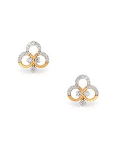 Double Loop Diamond Cluster Stud Earrings