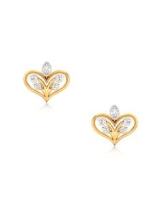 Floral Diamond Heart Stud Earrings