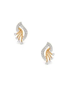 Diamond Feather Sweep Stud Earrings