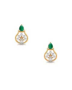 Emerald and Diamond Teardrop Studs