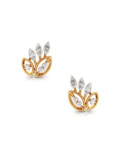 Marquise-Cut Diamond Leaf Cluster Studs