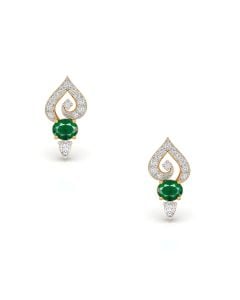 Elegant Emerald and Diamond Teardrop Studs in Gold