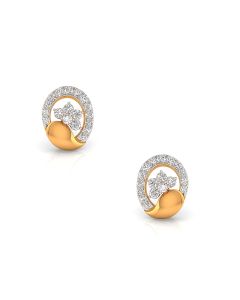 Gold Jhumka Diamond Stud Earrings