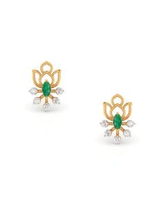 Emerald Flower Diamond Stud Earrings