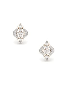 Floral Diamond Gold Stud Earrings