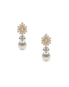 Pearl Drop Flower Stud Earrings