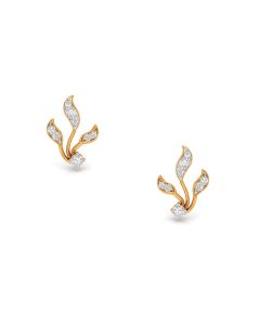 Diamond Vine Leaf Stud Earrings